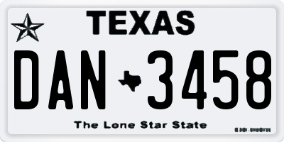 TX license plate DAN3458