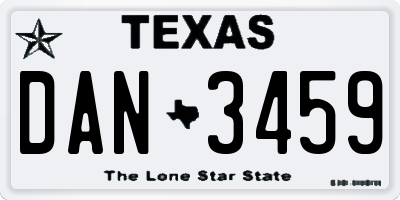 TX license plate DAN3459