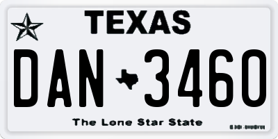 TX license plate DAN3460