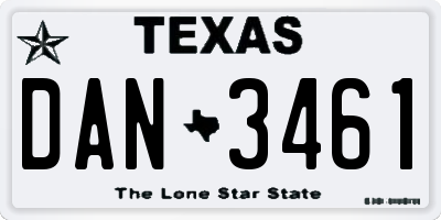 TX license plate DAN3461