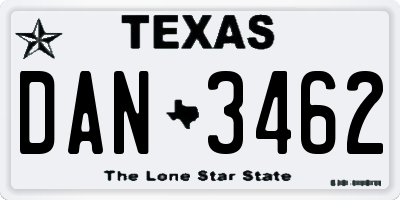 TX license plate DAN3462