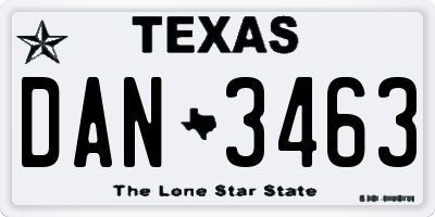 TX license plate DAN3463