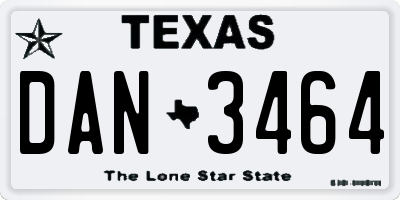 TX license plate DAN3464
