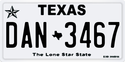 TX license plate DAN3467