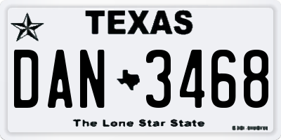 TX license plate DAN3468