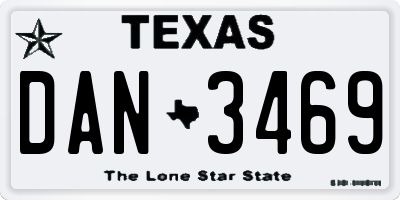 TX license plate DAN3469