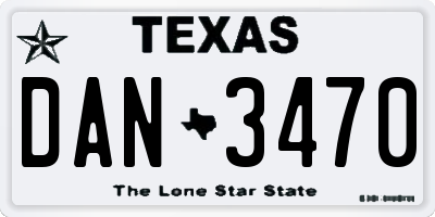 TX license plate DAN3470