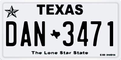 TX license plate DAN3471