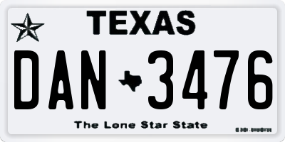 TX license plate DAN3476