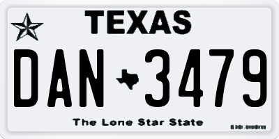 TX license plate DAN3479
