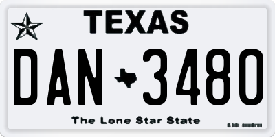 TX license plate DAN3480