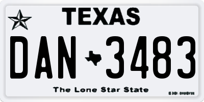 TX license plate DAN3483