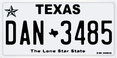 TX license plate DAN3485
