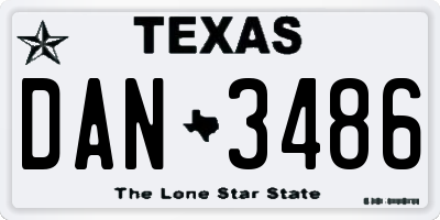 TX license plate DAN3486