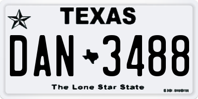 TX license plate DAN3488
