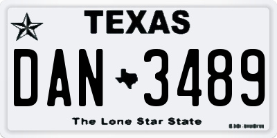 TX license plate DAN3489