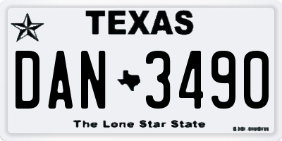 TX license plate DAN3490