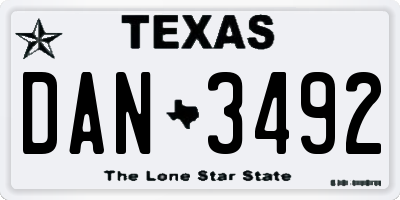 TX license plate DAN3492