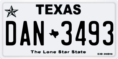 TX license plate DAN3493