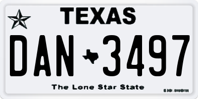 TX license plate DAN3497