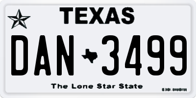 TX license plate DAN3499