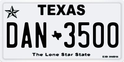 TX license plate DAN3500