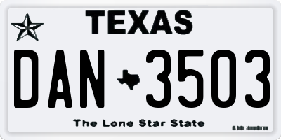 TX license plate DAN3503