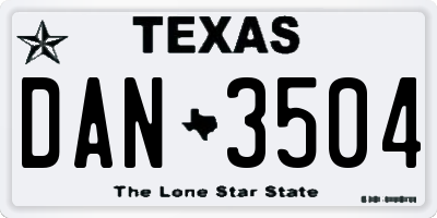 TX license plate DAN3504