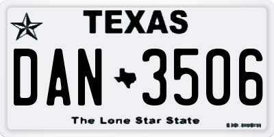 TX license plate DAN3506
