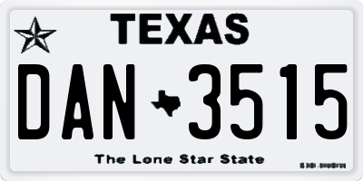 TX license plate DAN3515