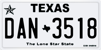 TX license plate DAN3518