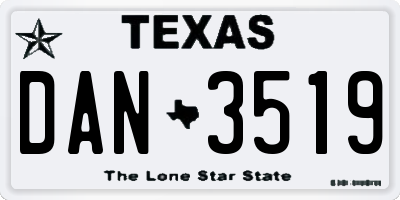 TX license plate DAN3519