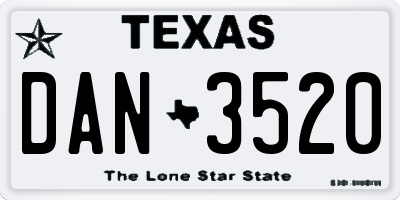 TX license plate DAN3520