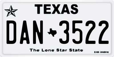TX license plate DAN3522