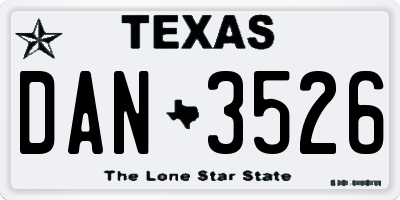 TX license plate DAN3526