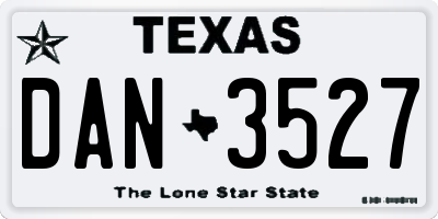 TX license plate DAN3527