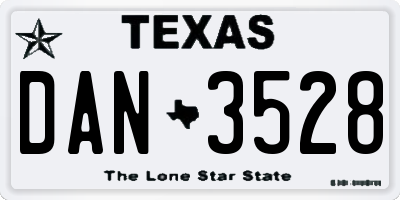 TX license plate DAN3528