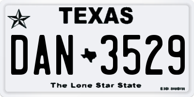 TX license plate DAN3529