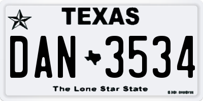 TX license plate DAN3534