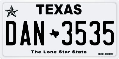TX license plate DAN3535