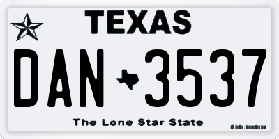 TX license plate DAN3537