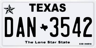 TX license plate DAN3542