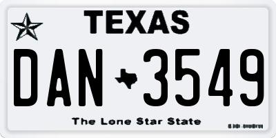 TX license plate DAN3549
