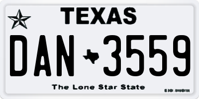 TX license plate DAN3559