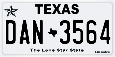 TX license plate DAN3564