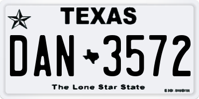TX license plate DAN3572