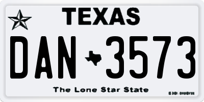 TX license plate DAN3573