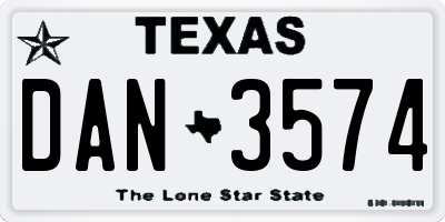 TX license plate DAN3574