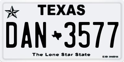 TX license plate DAN3577
