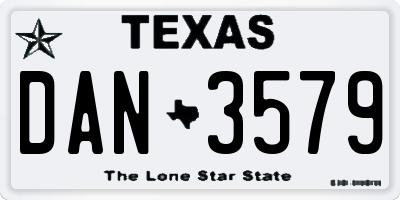 TX license plate DAN3579